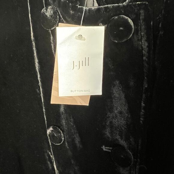 NWT J. Jill Silk Blend Velvet Jacket Mandarin Collar Black Size Women Petite XL - Picture 3 of 6